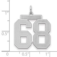 Sterling Silver Rhodium-plated Satin Number 68 Charm view 2