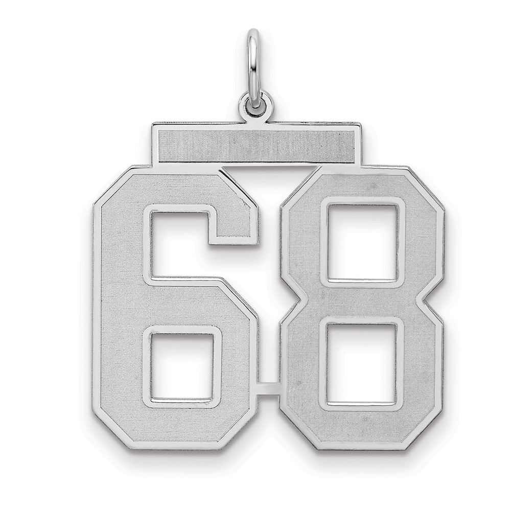 Sterling Silver Rhodium-plated Satin Number 68 Charm