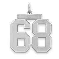 Sterling Silver Rhodium-plated Satin Number 68 Charm view 1