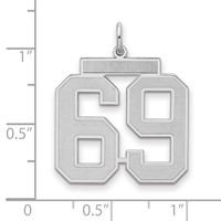 Sterling Silver Rhodium-plated Satin Number 69 Charm view 2