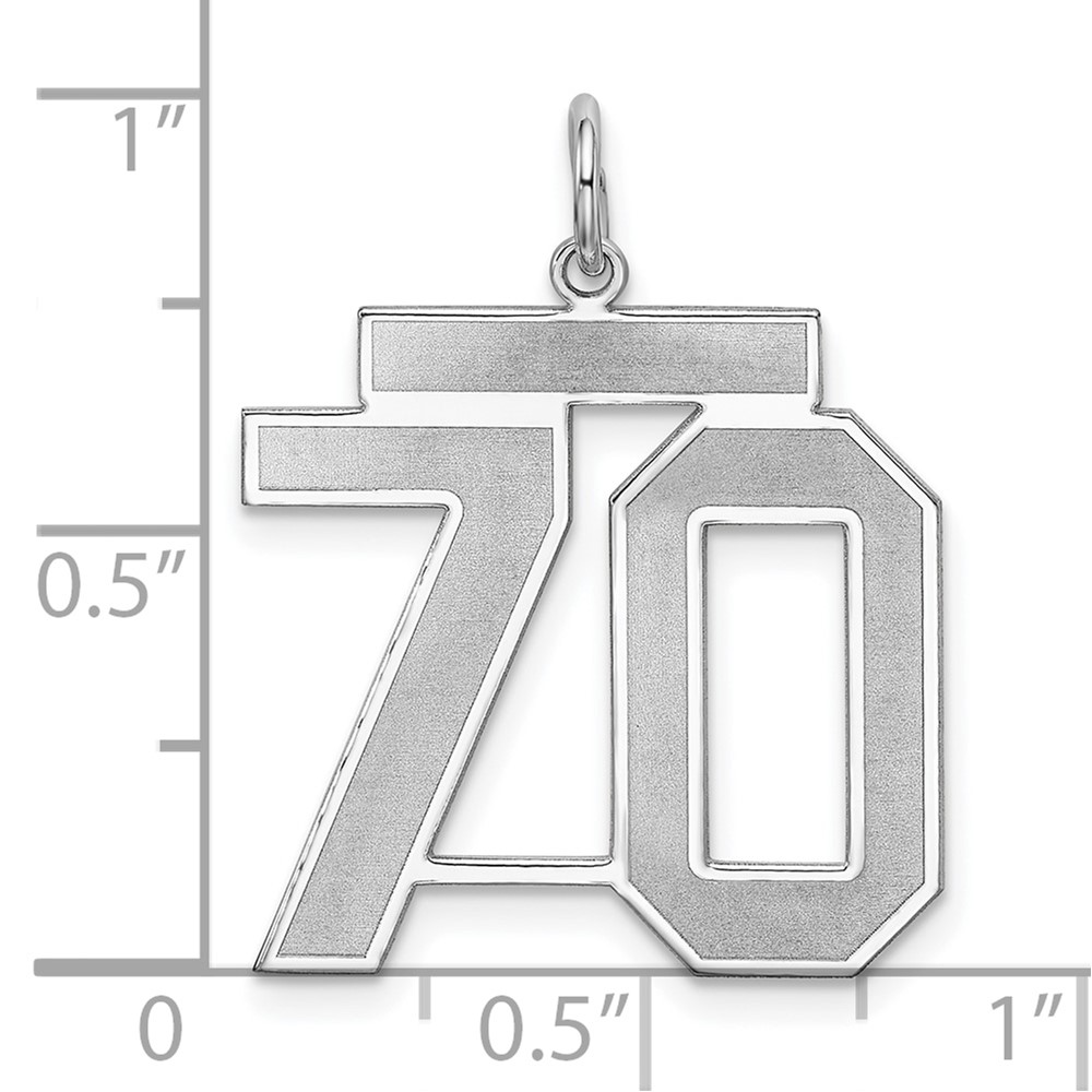Sterling Silver/Rhodium-plated Satin Number 70 Charm (QPP70)