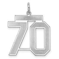 Sterling Silver Rhodium-plated Satin Number 70 Charm view 1
