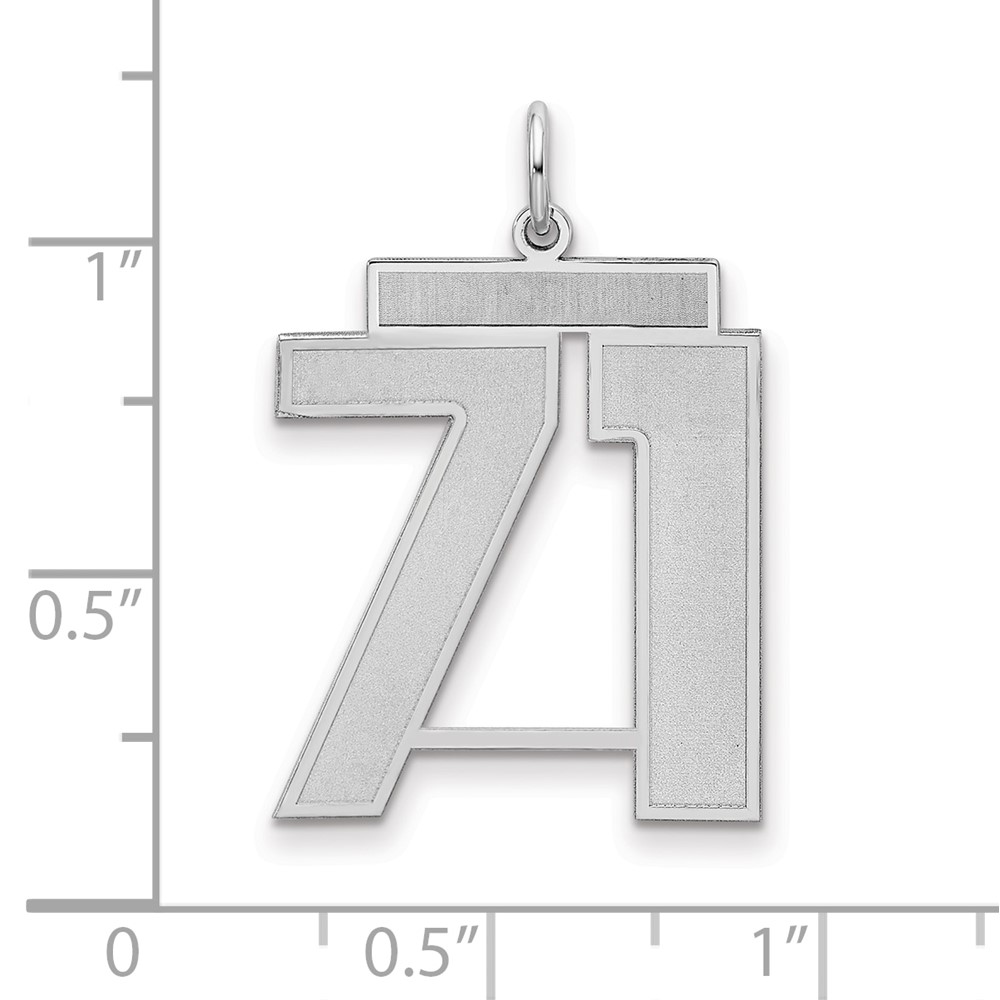 Sterling Silver/Rhodium-plated Satin Number 71 Charm (QPP71)