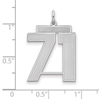 Sterling Silver Rhodium-plated Satin Number 71 Charm view 2