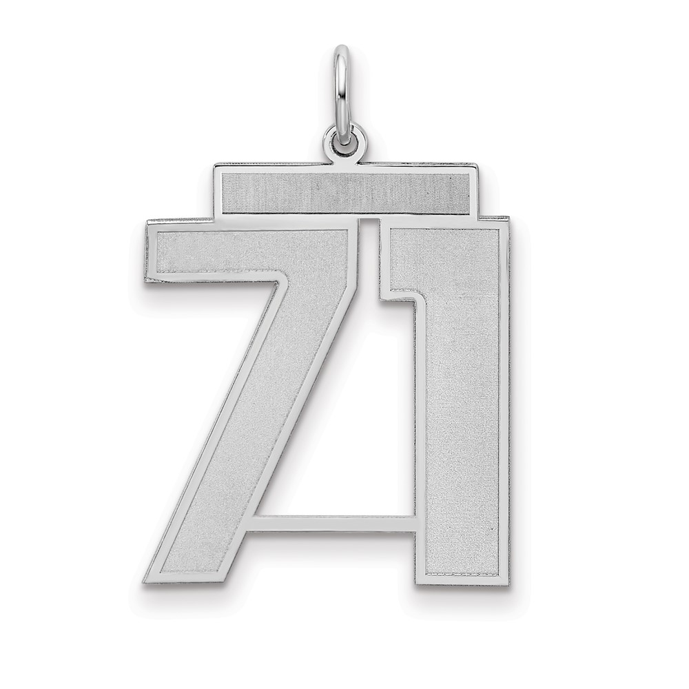 Sterling Silver Rhodium-plated Satin Number 71 Charm