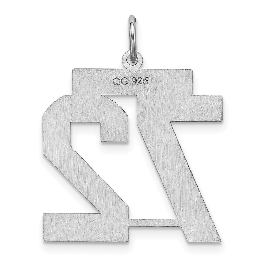 Sterling Silver/Rhodium-plated Satin Number 72 Charm (QPP72)