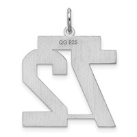 Sterling Silver Rhodium-plated Satin Number 72 Charm view 4