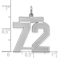 Sterling Silver Rhodium-plated Satin Number 72 Charm view 3