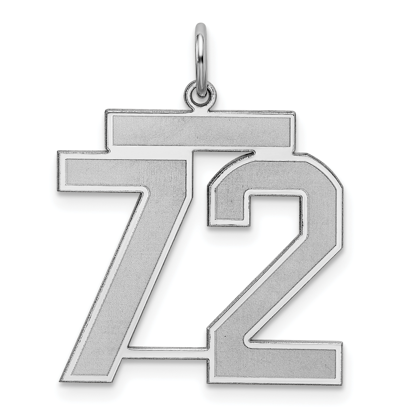 Sterling Silver/Rhodium-plated Satin Number 72 Charm (QPP72)
