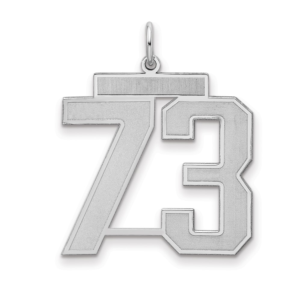 Sterling Silver Rhodium-plated Satin Number 73 Charm