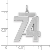 Sterling Silver Rhodium-plated Satin Number 74 Charm view 2