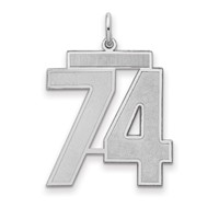 Sterling Silver Rhodium-plated Satin Number 74 Charm view 1