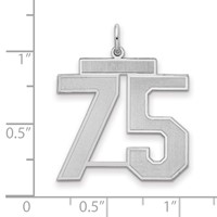 Sterling Silver Rhodium-plated Satin Number 75 Charm view 2