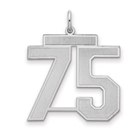 Sterling Silver Rhodium-plated Satin Number 75 Charm view 1