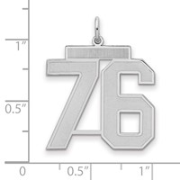 Sterling Silver Rhodium-plated Satin Number 76 Charm view 2