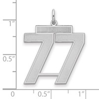 Sterling Silver Rhodium-plated Satin Number 77 Charm view 2