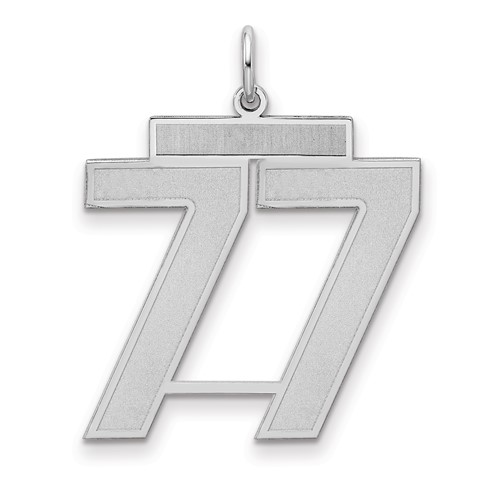 Sterling Silver Rhodium-plated Satin Number 77 Charm