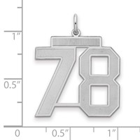 Sterling Silver Rhodium-plated Satin Number 78 Charm view 2