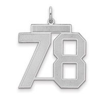 Sterling Silver Rhodium-plated Satin Number 78 Charm view 1