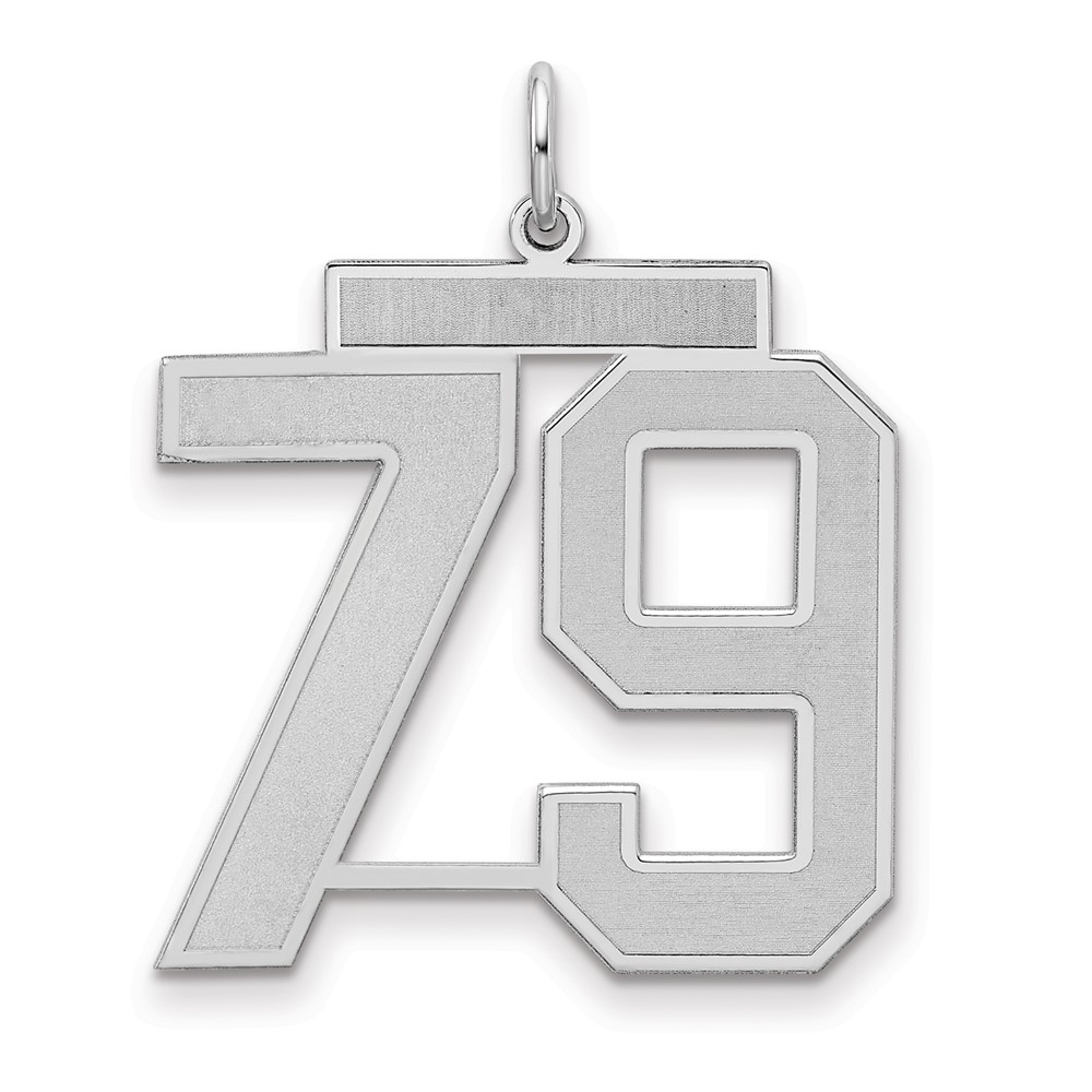 Sterling Silver Rhodium-plated Satin Number 79 Charm
