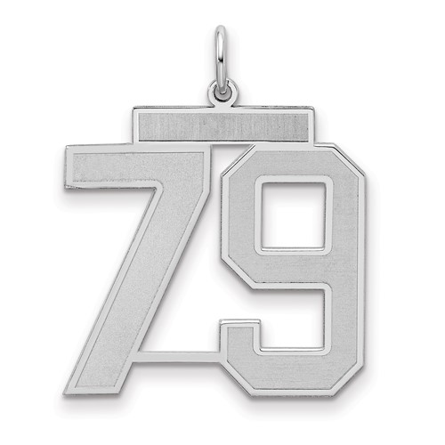 Sterling Silver Rhodium-plated Satin Number 79 Charm