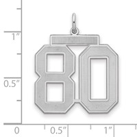 Sterling Silver Rhodium-plated Satin Number 80 Charm view 2