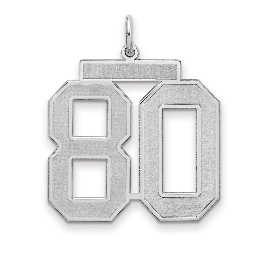 Sterling Silver Rhodium-plated Satin Number 80 Charm