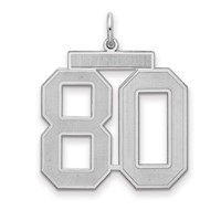 Sterling Silver Rhodium-plated Satin Number 80 Charm view 1
