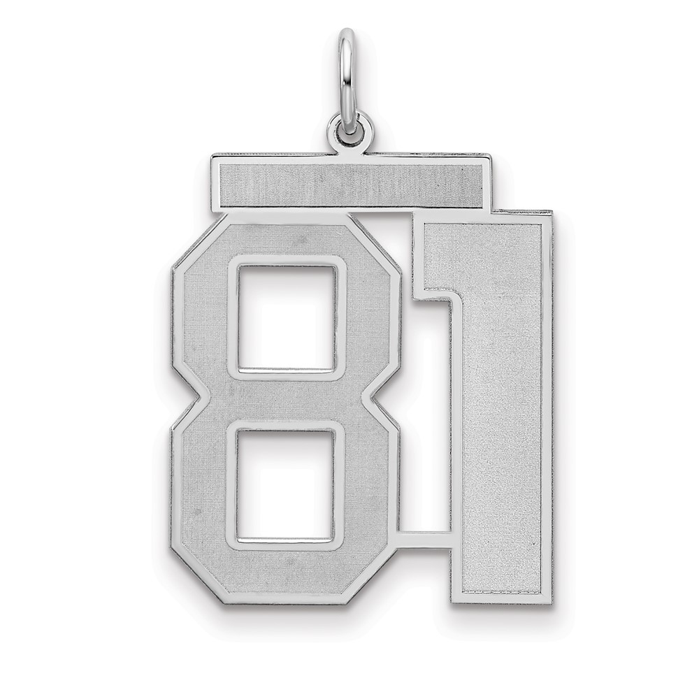 Sterling Silver Rhodium-plated Satin Number 81 Charm