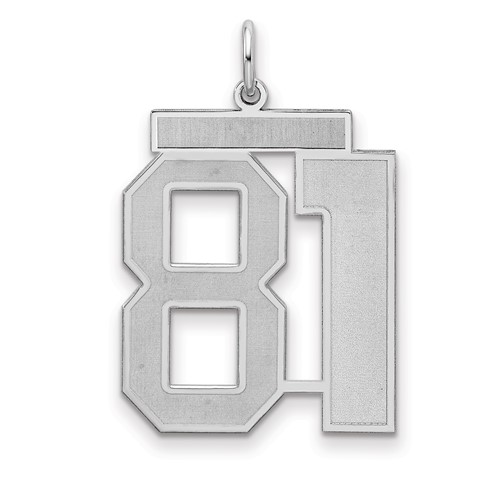 Sterling Silver Rhodium-plated Satin Number 81 Charm