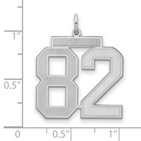 Sterling Silver Rhodium-plated Satin Number 82 Charm view 2