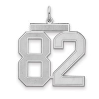 Sterling Silver Rhodium-plated Satin Number 82 Charm view 1