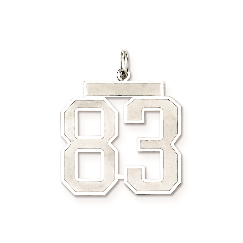 Sterling Silver/Rhodium-plated Satin Number 83 Charm