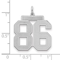 Sterling Silver Rhodium-plated Satin Number 86 Charm view 2