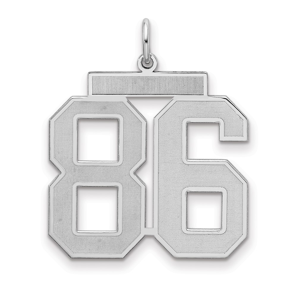 Sterling Silver Rhodium-plated Satin Number 86 Charm