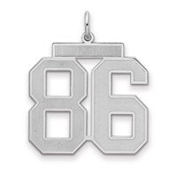 Sterling Silver Rhodium-plated Satin Number 86 Charm view 1