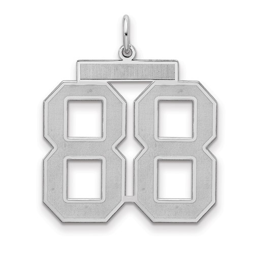 Sterling Silver Rhodium-plated Satin Number 88 Charm