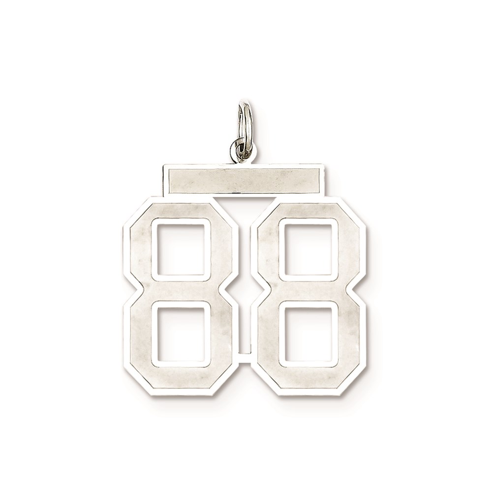 Sterling Silver/Rhodium-plated Satin Number 88 Charm