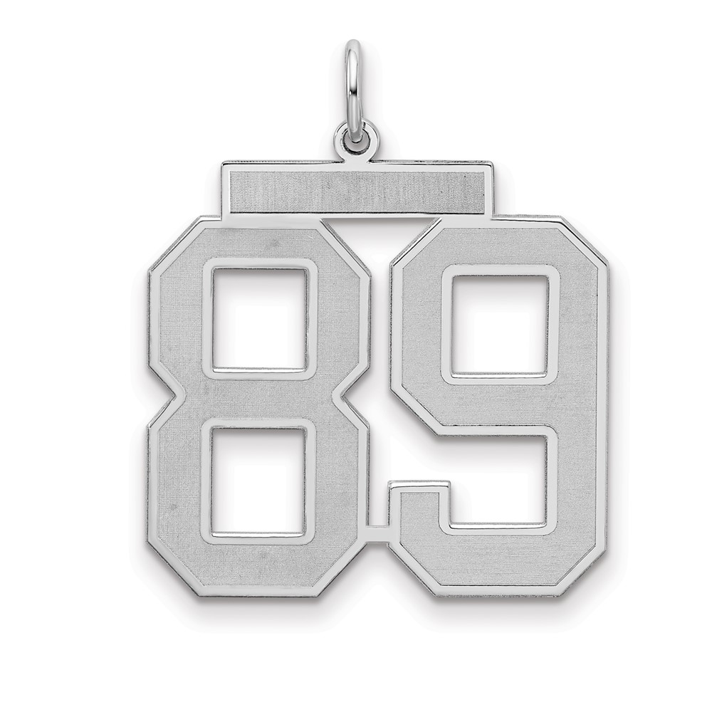 Sterling Silver Rhodium-plated Satin Number 89 Charm