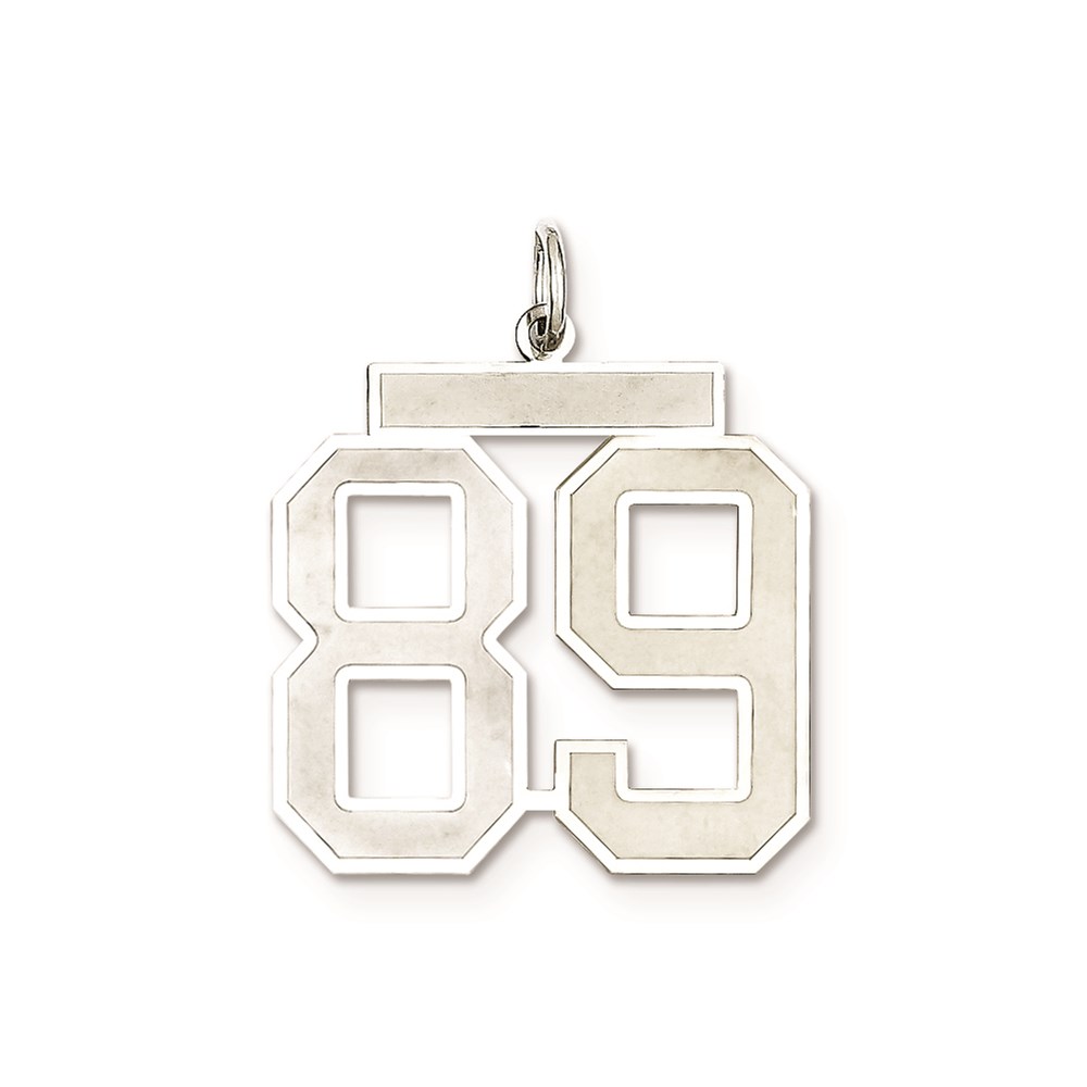 Sterling Silver/Rhodium-plated Satin Number 89 Charm