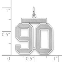 Sterling Silver Rhodium-plated Satin Number 90 Charm view 3