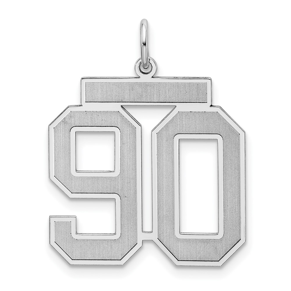 Sterling Silver Rhodium-plated Satin Number 90 Charm