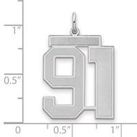 Sterling Silver Rhodium-plated Satin Number 91 Charm view 2