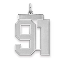 Sterling Silver Rhodium-plated Satin Number 91 Charm view 1