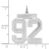Sterling Silver Rhodium-plated Satin Number 92 Charm view 3