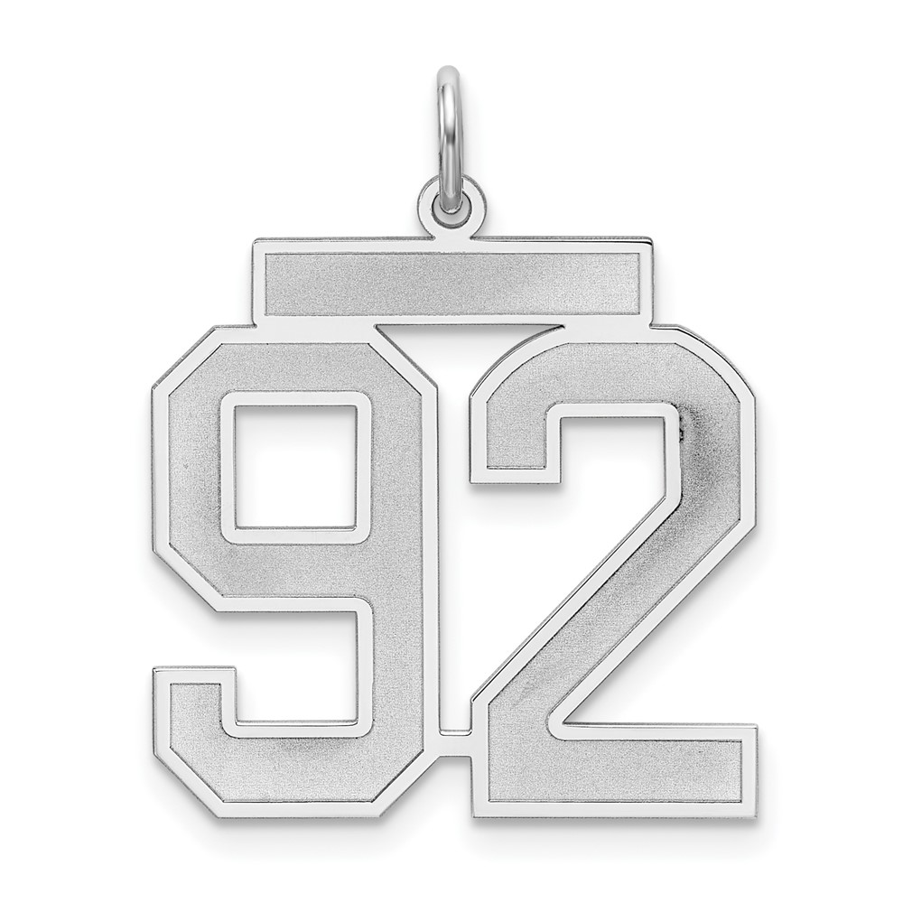 Sterling Silver Rhodium-plated Satin Number 92 Charm
