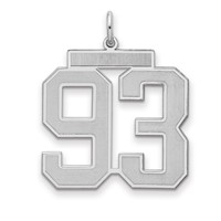 Sterling Silver Rhodium-plated Satin Number 93 Charm view 1