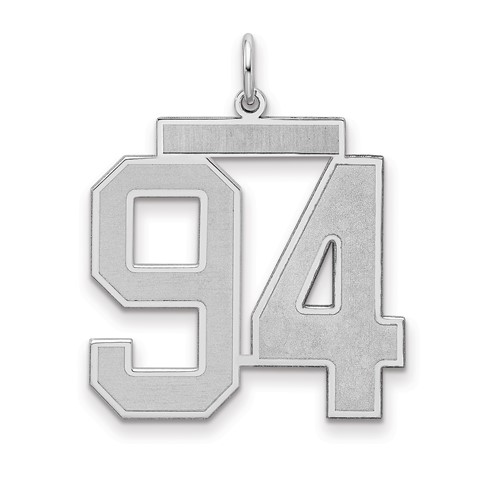Sterling Silver Rhodium-plated Satin Number 94 Charm
