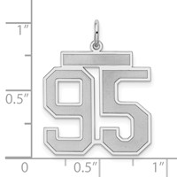 Sterling Silver Rhodium-plated Satin Number 95 Charm view 3