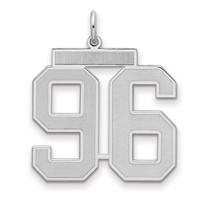 Sterling Silver Rhodium-plated Satin Number 96 Charm view 1